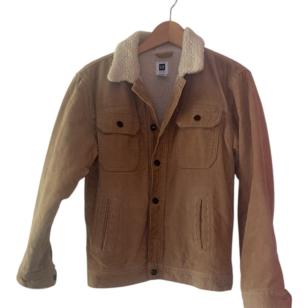GAP Men's Beige Corduroy Jacket with Sherpa Collar size XXL